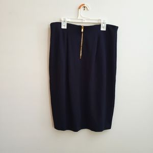 Navy Pencil Skirt sz 8 Philosophy Republic Clothing w gold tone exposed zipper